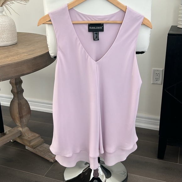 Frank Lyman Chiffom Sleeveless Top Tiered Ruffle Hem Women Soft Pink Size 10 - Picture 9 of 13